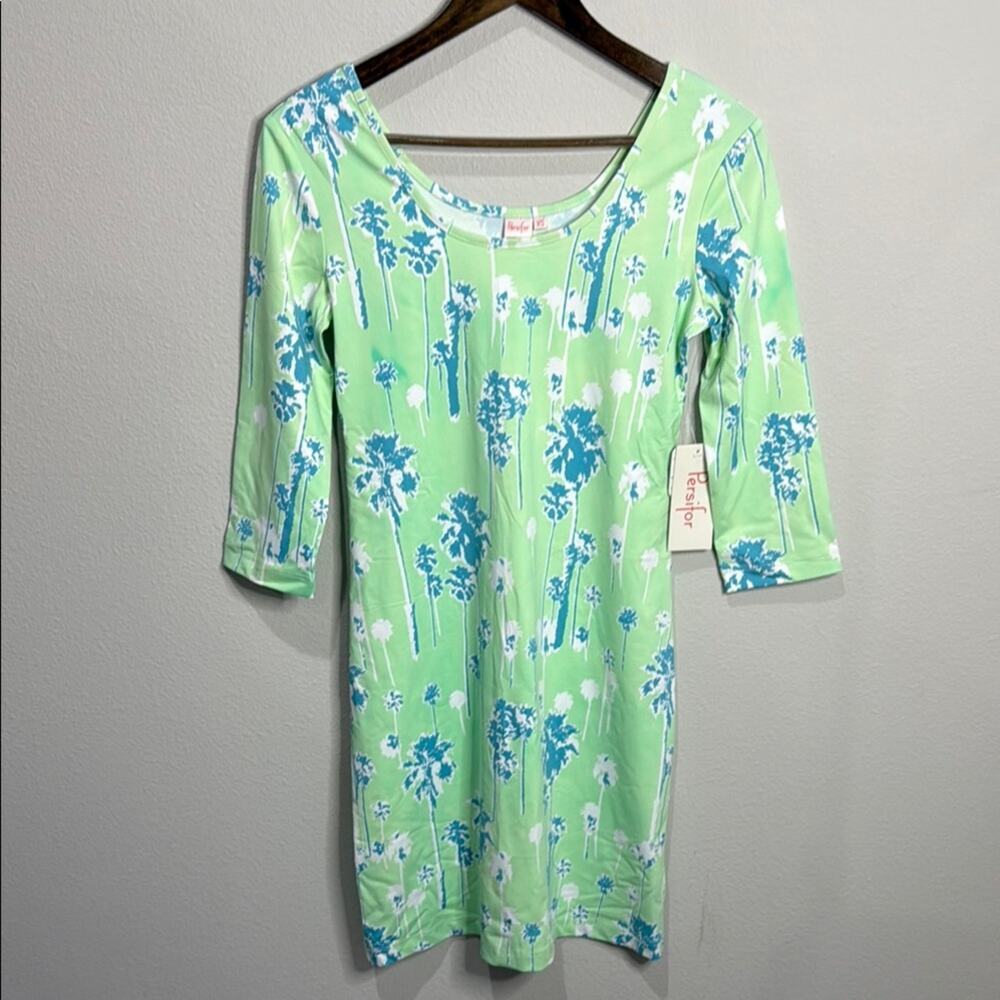 Persifor Light Green/Blue Print Scoop Neck Summer Dress Size XS NWT